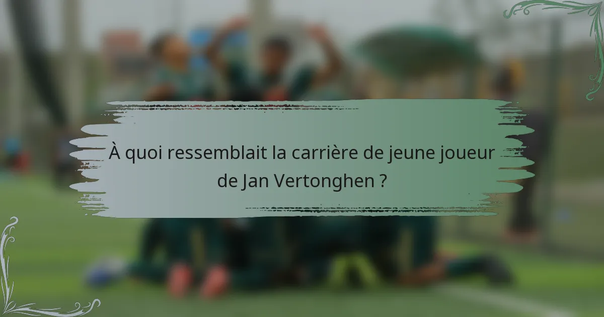 À quoi ressemblait la carrière de jeune joueur de Jan Vertonghen ?