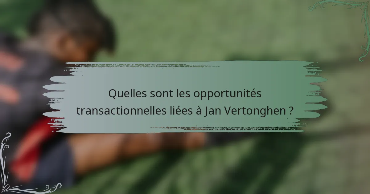 Quelles sont les opportunités transactionnelles liées à Jan Vertonghen ?