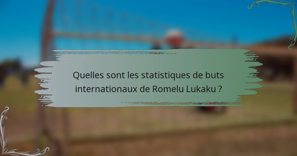 Quelles sont les statistiques de buts internationaux de Romelu Lukaku ?