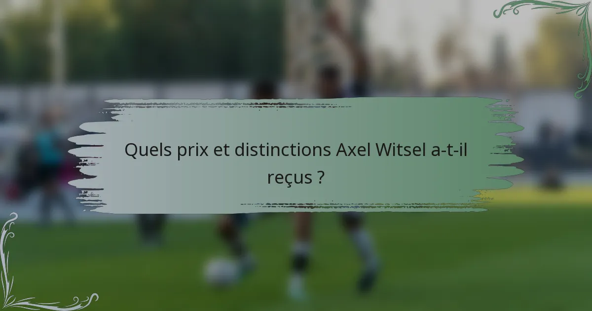 Quels prix et distinctions Axel Witsel a-t-il reçus ?