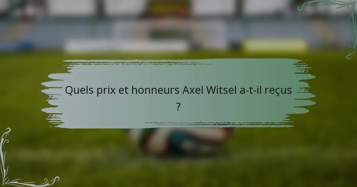 Quels prix et honneurs Axel Witsel a-t-il reçus ?